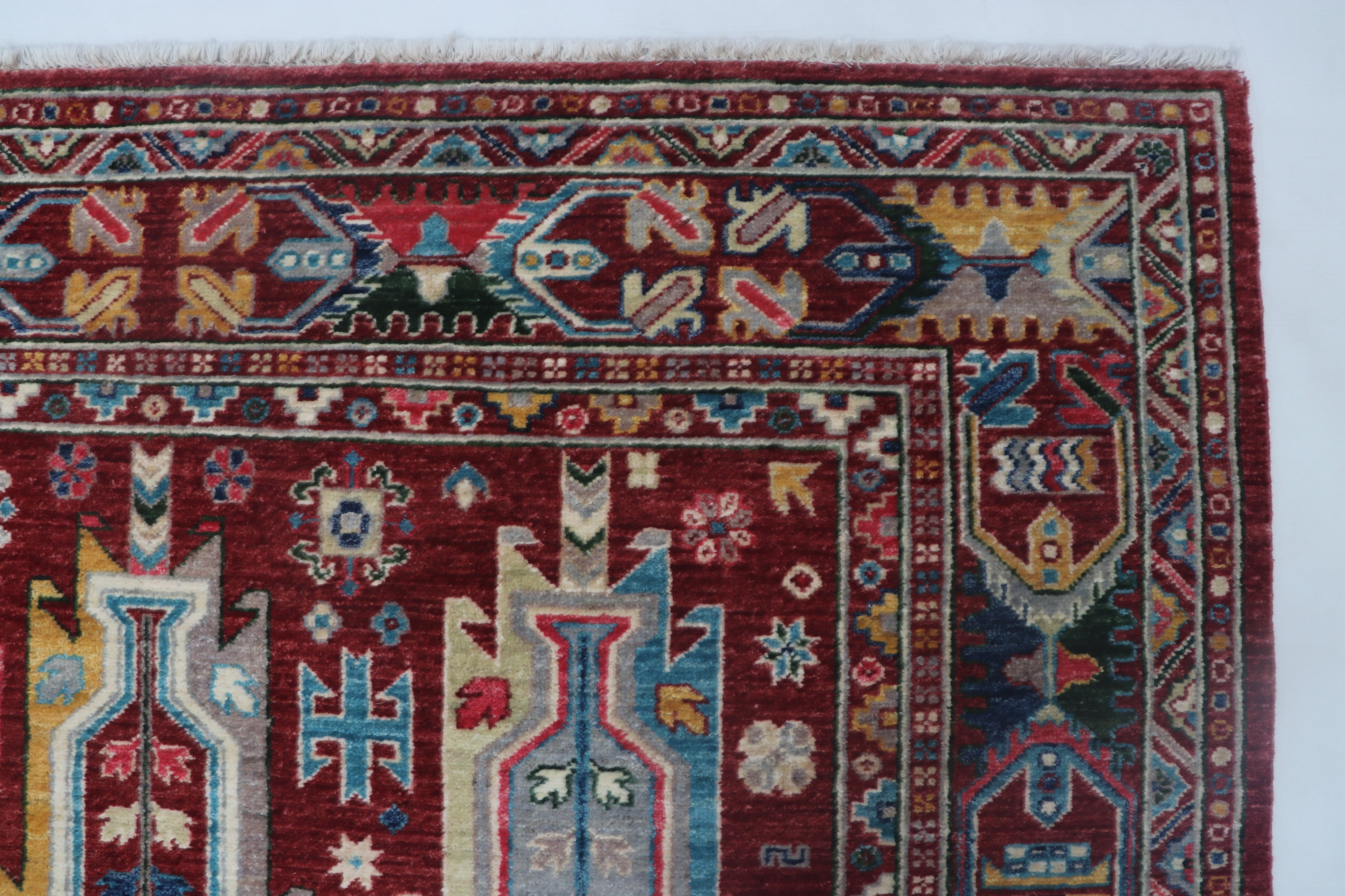 5x6 Red Chobi Floral Handmade Cotton & Wool Rug | Premium Luxury Area Rug