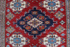 5x6 Red & Beige Super Kazak Geometric Handmade Cotton & Wool Rug | Premium Luxury Area Rug