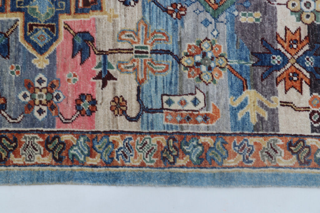 6x8 Multi-Color Hariz Area Rug | Handmade Rainbow Wool & Cotton Rug | Vegetable Dyed