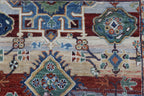 6x8 Multi-Color Hariz Area Rug | Handmade Rainbow Wool & Cotton Rug | Vegetable Dyed
