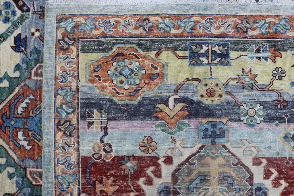 6x8 Multi-Color Hariz Area Rug | Handmade Rainbow Wool & Cotton Rug | Vegetable Dyed