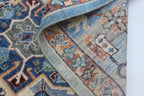 6x8 Multi-Color Hariz Area Rug | Handmade Rainbow Wool & Cotton Rug | Vegetable Dyed