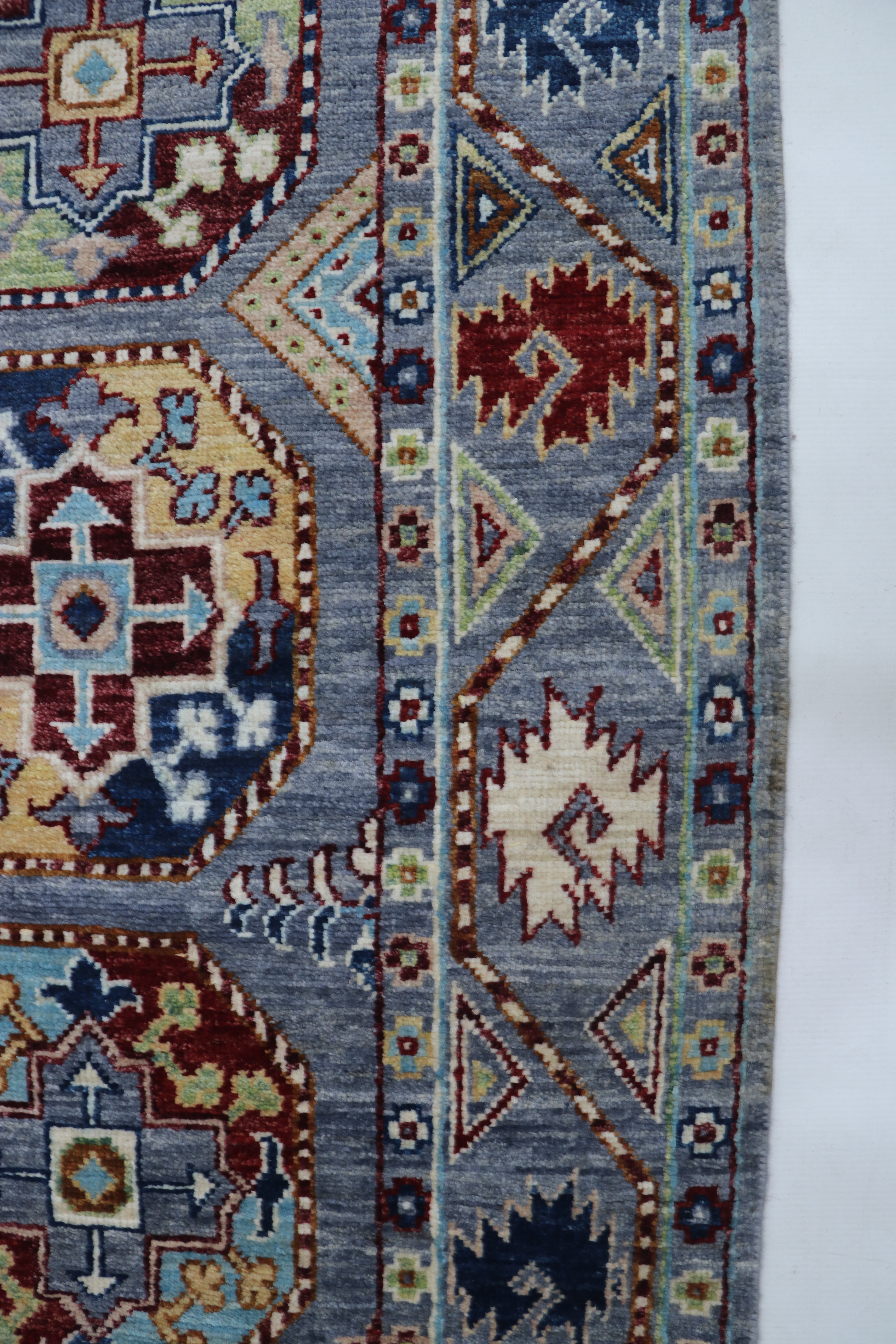 2x13 Gray Chobi Runner Rug | Handmade Wool & Cotton Floral Rug | Luxury Chobi Rug