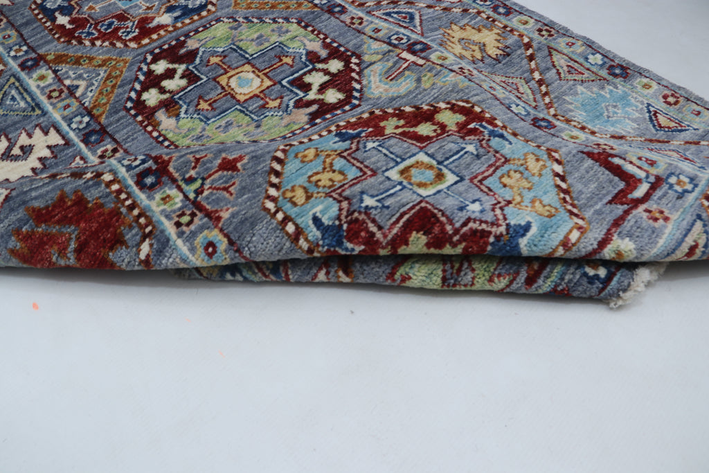 2x13 Gray Chobi Runner Rug | Handmade Wool & Cotton Floral Rug | Luxury Chobi Rug