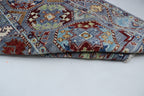 2x13 Gray Chobi Runner Rug | Handmade Wool & Cotton Floral Rug | Luxury Chobi Rug