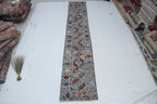 2x13 Gray Khurjeen Runner Rug | Handmade Rainbow Wool & Cotton Rug | Vegetable Dyed