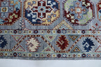 2x13 Gray Khurjeen Runner Rug | Handmade Rainbow Wool & Cotton Rug | Vegetable Dyed
