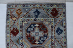 2x13 Gray Khurjeen Runner Rug | Handmade Rainbow Wool & Cotton Rug | Vegetable Dyed