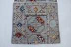2x13 Gray Khurjeen Runner Rug | Handmade Rainbow Wool & Cotton Rug | Vegetable Dyed