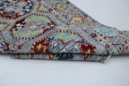 2x13 Gray Khurjeen Runner Rug | Handmade Rainbow Wool & Cotton Rug | Vegetable Dyed