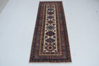 2x6 Beige & Red Super Kazak Geometric Handmade Cotton & Wool Runner Rug | Premium Luxury Runner Rug