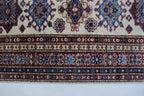 2x6 Beige & Red Super Kazak Geometric Handmade Cotton & Wool Runner Rug | Premium Luxury Runner Rug