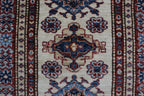 2x6 Beige & Red Super Kazak Geometric Handmade Cotton & Wool Runner Rug | Premium Luxury Runner Rug