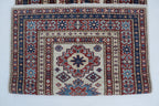 2x6 Beige & Red Super Kazak Geometric Handmade Cotton & Wool Runner Rug | Premium Luxury Runner Rug