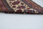 3x8 Beige & Red Super Kazak Geometric Handmade Cotton & Wool Runner Rug | Premium Luxury Runner Rug