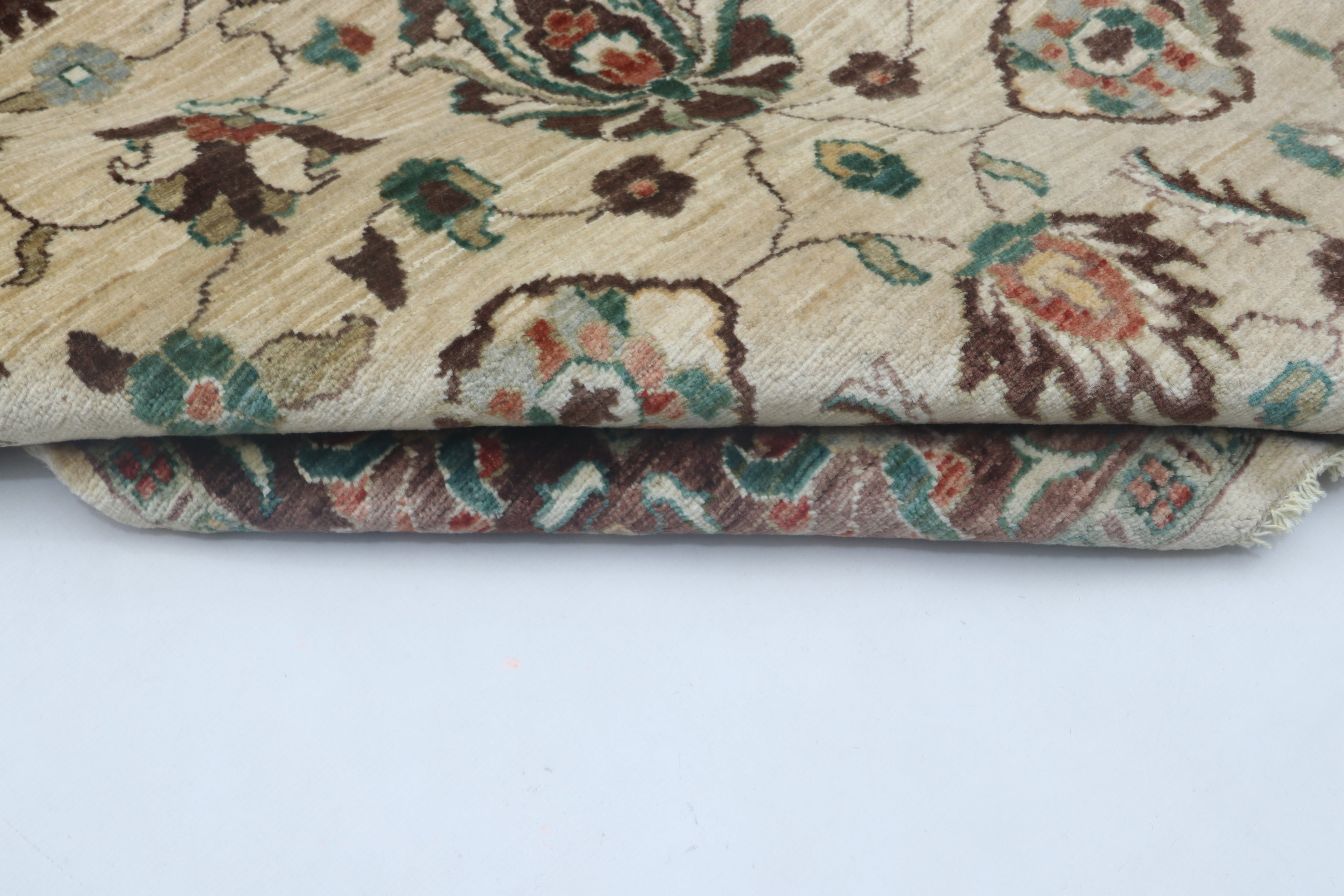 5x8 Beige & Brown Chobi Area Rug | Handmade Wool & Cotton Floral Rug | Luxury Chobi Rug