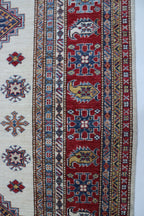 6x10 Super Kazak Geometric Area Rug | Handmade Cotton & Wool Rug | Vegetable Dyed
