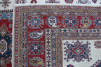 6x10 Super Kazak Geometric Area Rug | Handmade Cotton & Wool Rug | Vegetable Dyed
