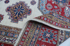 6x10 Super Kazak Geometric Area Rug | Handmade Cotton & Wool Rug | Vegetable Dyed