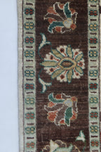 5x6 Beige & Brown Chobi Area Rug | Handmade Wool & Cotton Floral Rug | Luxury Chobi Rug