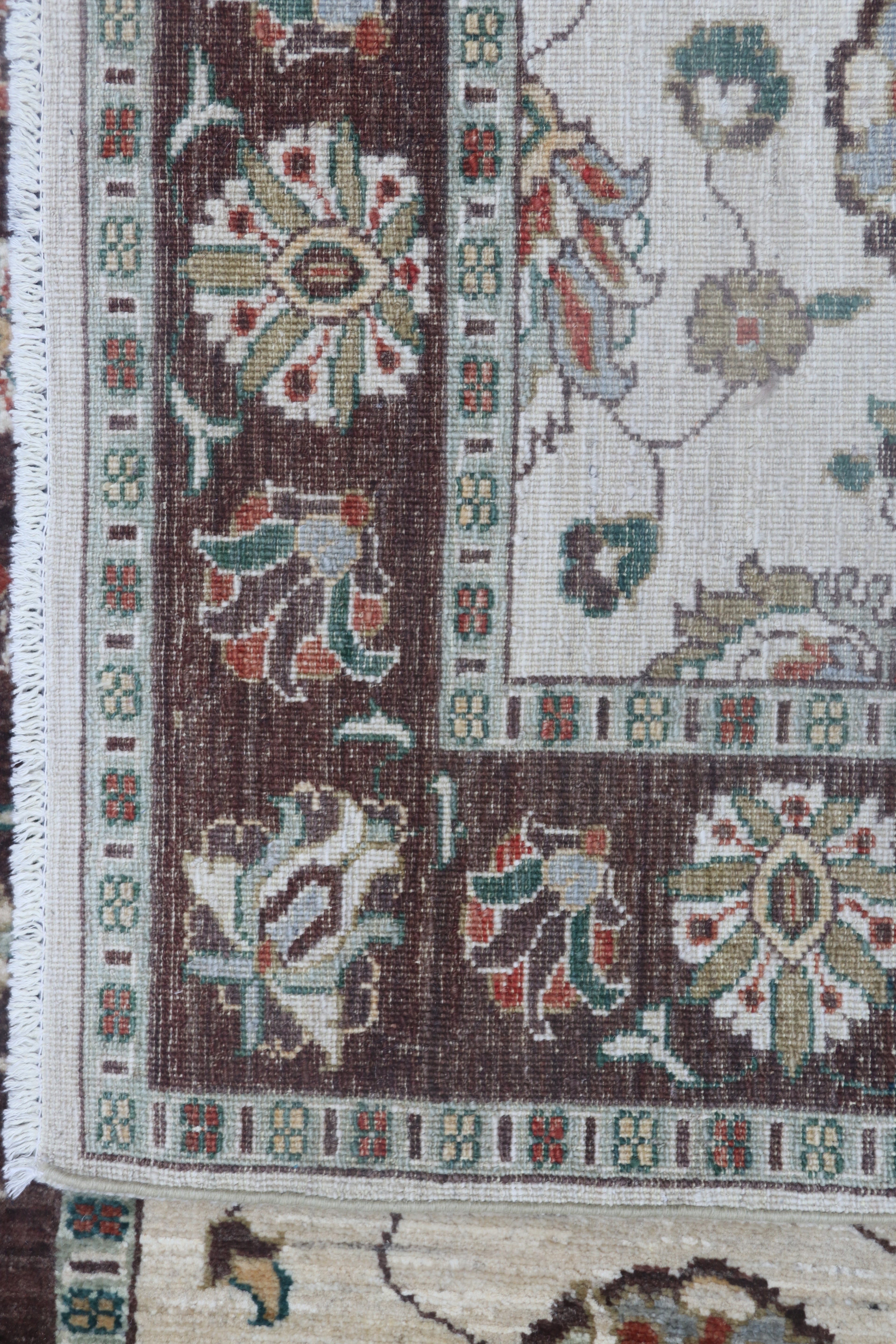 5x6 Beige & Brown Chobi Area Rug | Handmade Wool & Cotton Floral Rug | Luxury Chobi Rug
