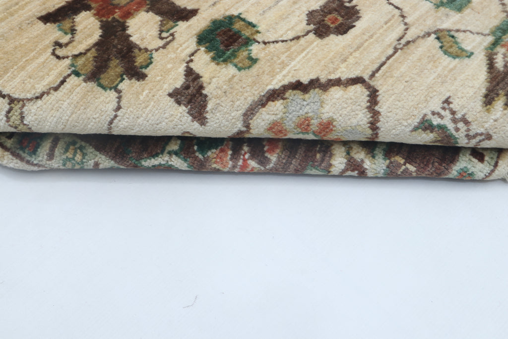 5x6 Beige & Brown Chobi Area Rug | Handmade Wool & Cotton Floral Rug | Luxury Chobi Rug