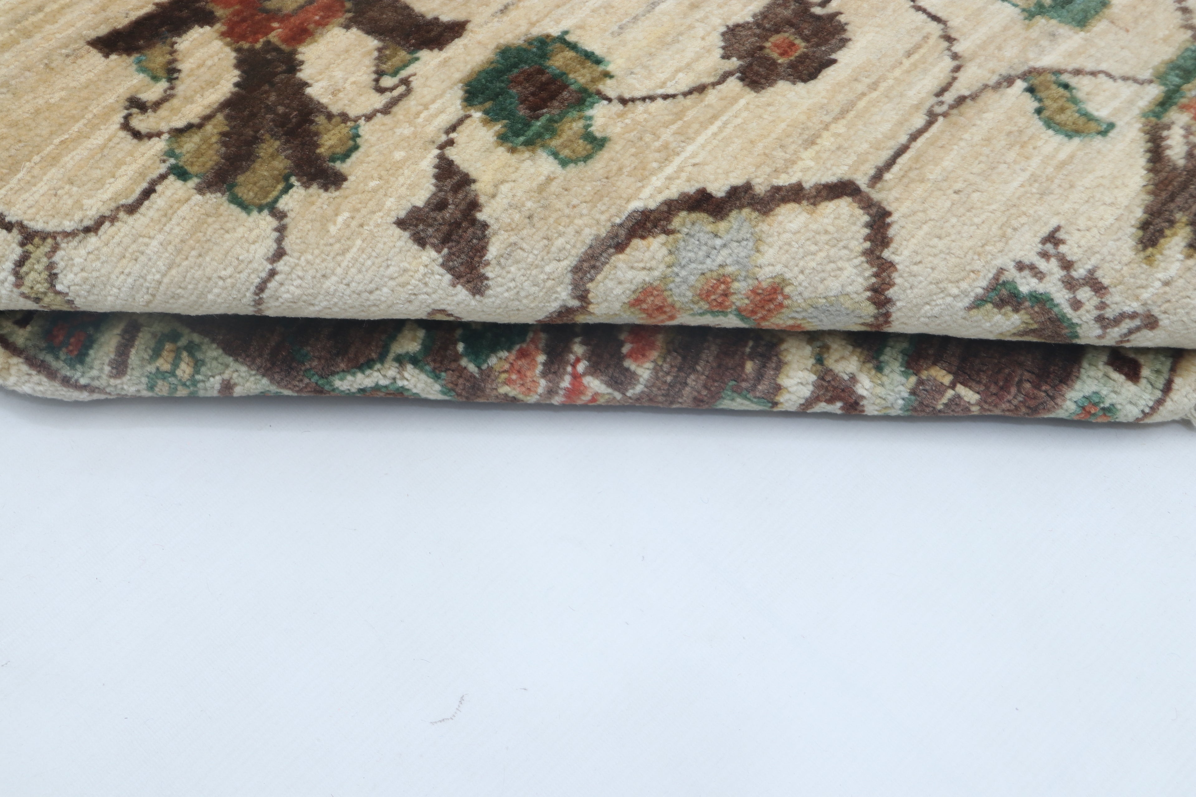 5x6 Beige & Brown Chobi Area Rug | Handmade Wool & Cotton Floral Rug | Luxury Chobi Rug