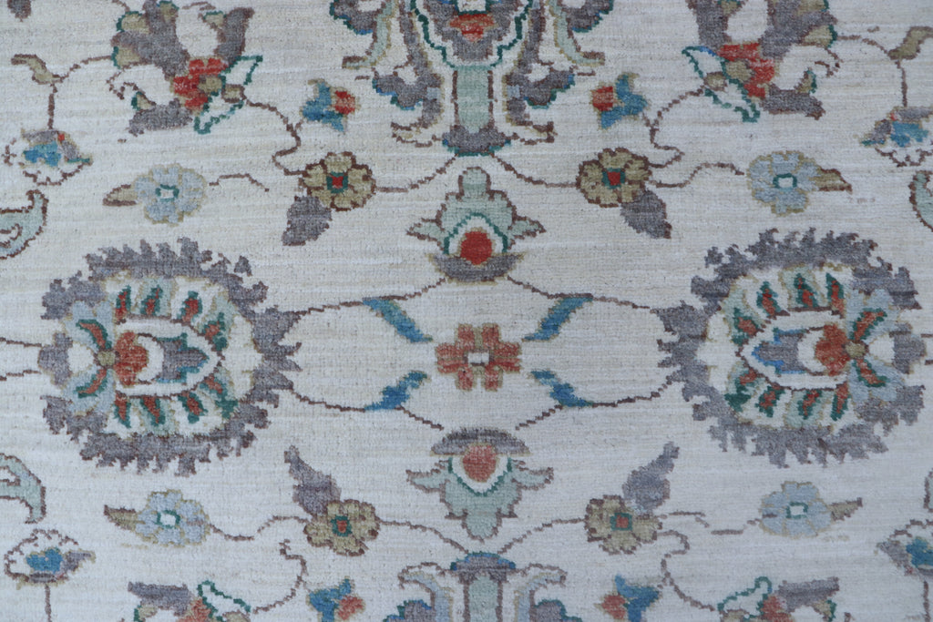 5x6 Beige & Gray Chobi Area Rug | Handmade Wool & Cotton Floral Rug | Luxury Chobi Rug