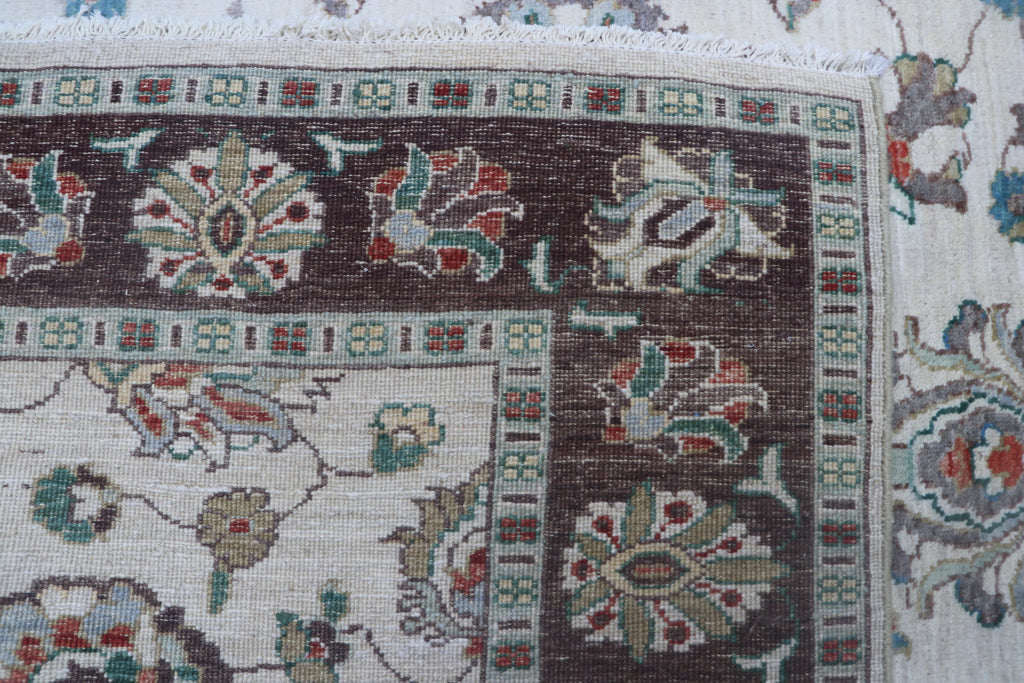 5x6 Beige & Gray Chobi Area Rug | Handmade Wool & Cotton Floral Rug | Luxury Chobi Rug