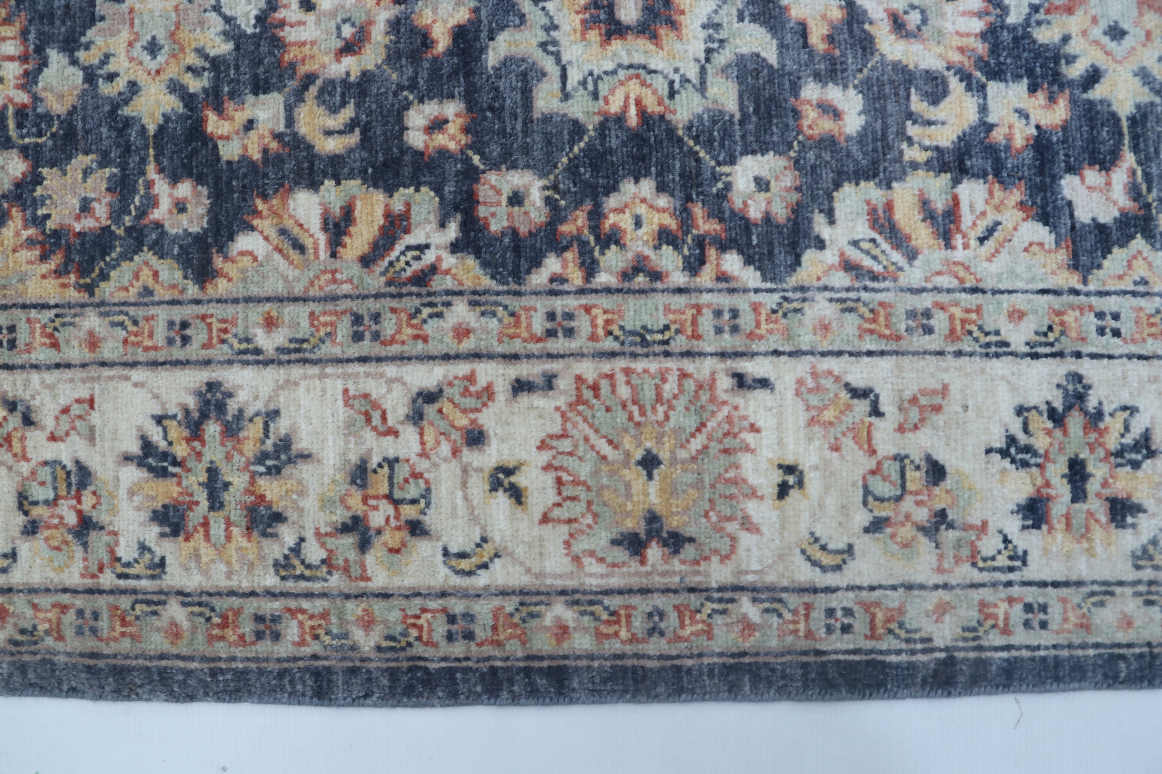 3x5 Beige & Blue Chobi Area Rug | Handmade Wool & Cotton Floral Rug | Luxury Chobi Rug