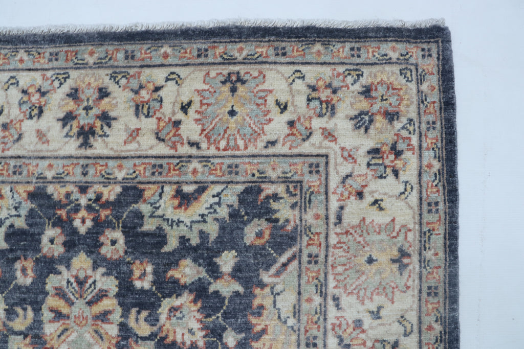 3x5 Beige & Blue Chobi Area Rug | Handmade Wool & Cotton Floral Rug | Luxury Chobi Rug