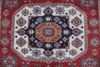 8x10 Super Kazak Geometric Area Rug | Handmade Cotton & Wool Rug | Vegetable Dyed