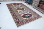 7x11 Beige & Red Super Kazak Geometric Handmade Cotton & Wool Rug | Premium Luxury Area Rug