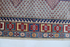 7x11 Beige & Red Super Kazak Geometric Handmade Cotton & Wool Rug | Premium Luxury Area Rug