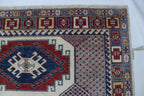 7x11 Beige & Red Super Kazak Geometric Handmade Cotton & Wool Rug | Premium Luxury Area Rug