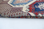 7x11 Beige & Red Super Kazak Geometric Handmade Cotton & Wool Rug | Premium Luxury Area Rug