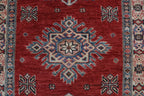 3x8 Red & Beige Super Kazak Geometric Handmade Cotton & Wool Runner Rug | Premium Luxury Runner Rug