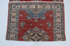 3x8 Red & Beige Super Kazak Geometric Handmade Cotton & Wool Runner Rug | Premium Luxury Runner Rug