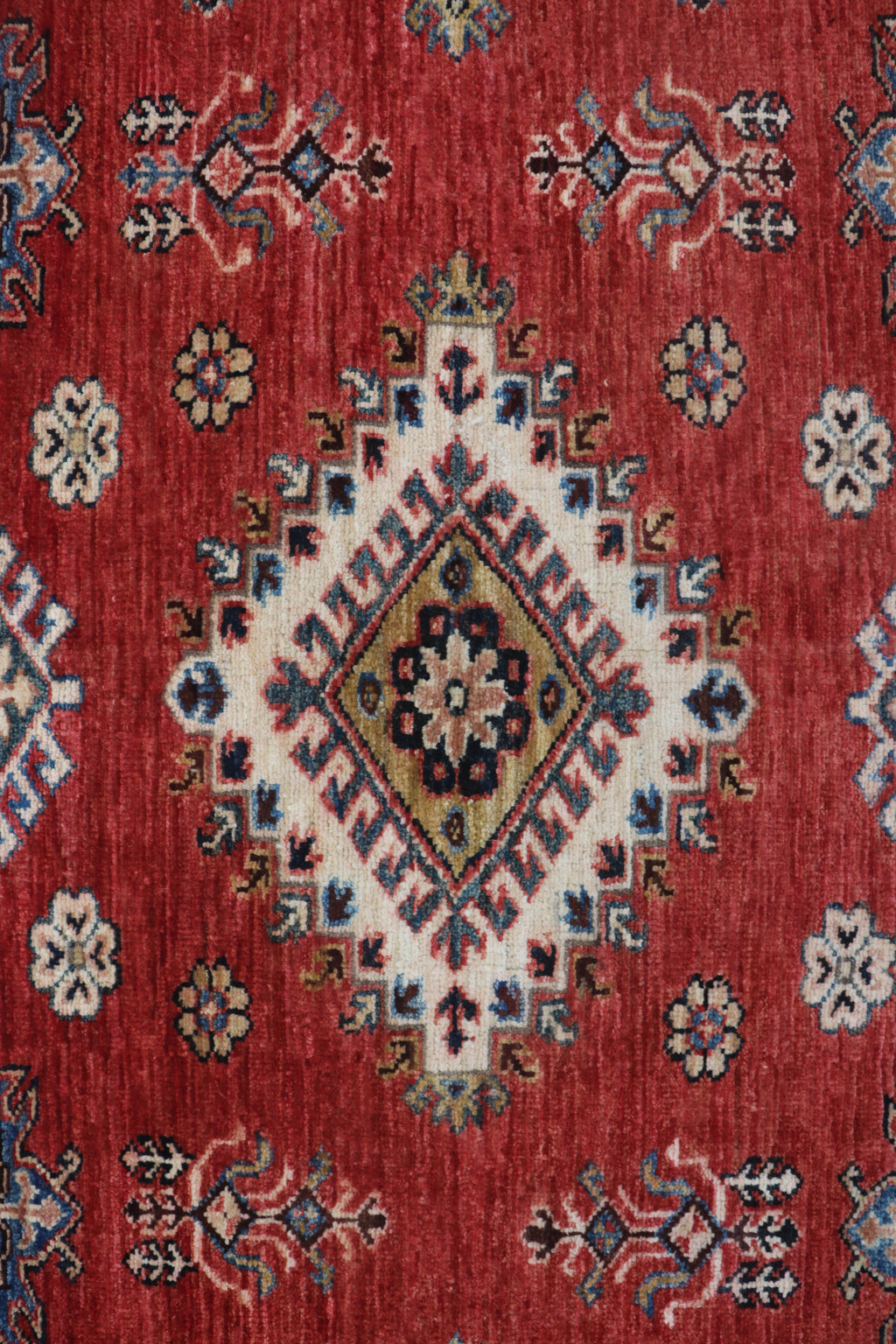 8.5x9 Red Super Kazak Geometric Area Rug | Handmade Wool & Cotton Rug