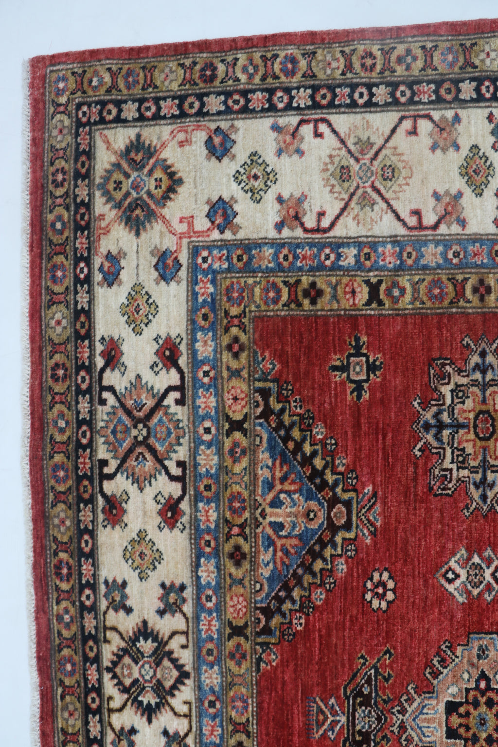 8.5x9 Red Super Kazak Geometric Area Rug | Handmade Wool & Cotton Rug
