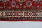 3x4 Red & Beige Super Kazak Geometric Handmade Cotton & Wool Rug | Premium Luxury Area Rug