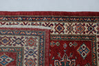 3x4 Red & Beige Super Kazak Geometric Handmade Cotton & Wool Rug | Premium Luxury Area Rug