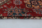 3x4 Red & Beige Super Kazak Geometric Handmade Cotton & Wool Rug | Premium Luxury Area Rug