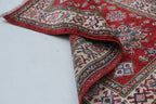 3x4 Red & Beige Super Kazak Geometric Handmade Cotton & Wool Rug | Premium Luxury Area Rug
