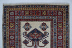 3x8 Beige & Red Super Kazak Geometric Handmade Cotton & Wool Runner Rug | Premium Luxury Runner Rug