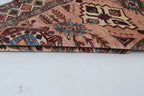 3x9 Beige & Copper Super Kazak Runner Rug | Handmade Wool & Cotton Geometric Rug