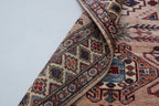 3x9 Beige & Copper Super Kazak Runner Rug | Handmade Wool & Cotton Geometric Rug