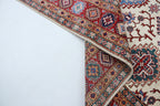 6x8 Beige & Red Super Kazak Geometric Handmade Cotton & Wool Rug | Premium Luxury Area Rug