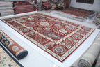 10x14 Red Chobi Area Rug | Handmade Wool & Cotton Floral Rug | Luxury Chobi Rug