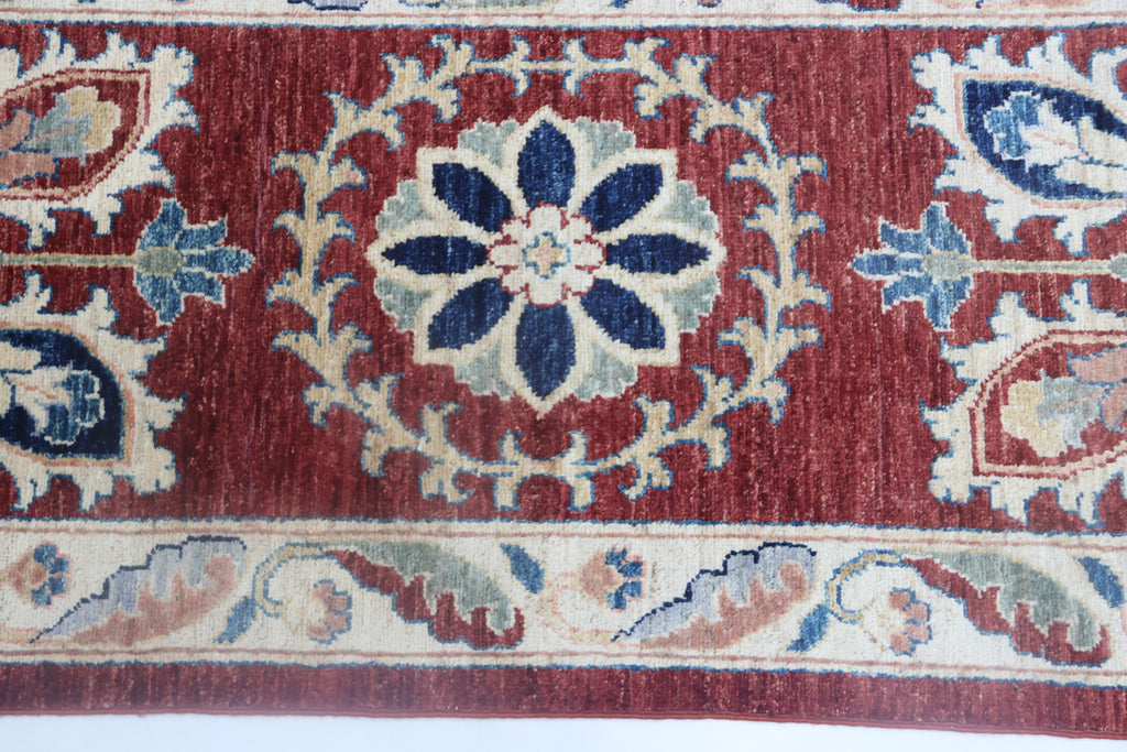10x14 Red Chobi Area Rug | Handmade Wool & Cotton Floral Rug | Luxury Chobi Rug